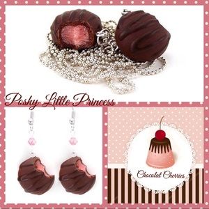 Chocolate & Cherry Cream Truffles Earrings & Ne